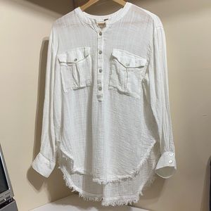 Free People Talk to Me Button Down Tunic Top